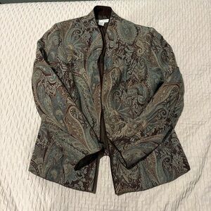 Dressbarn Brown & Teal Paisley Jacket